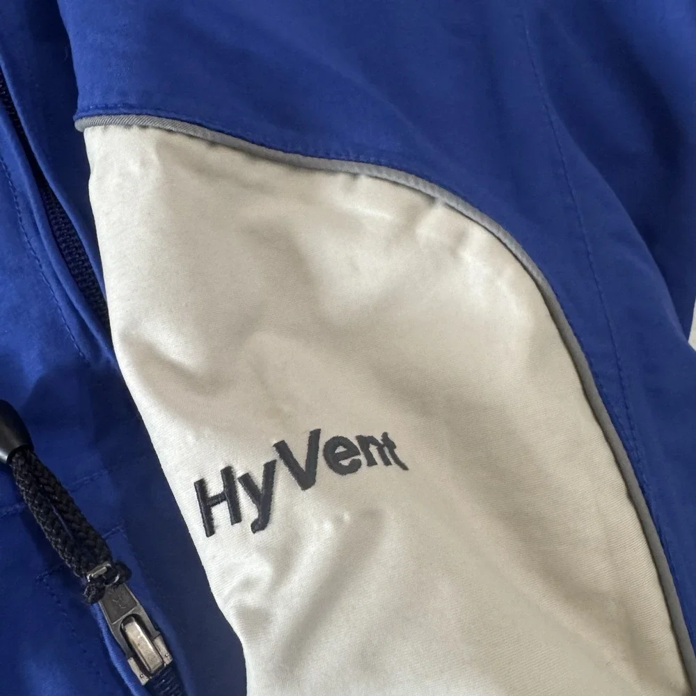 Vintage‎ North Face Jacket Mens L Blue White Hyvent Full Zip Outdoor Shell 90s